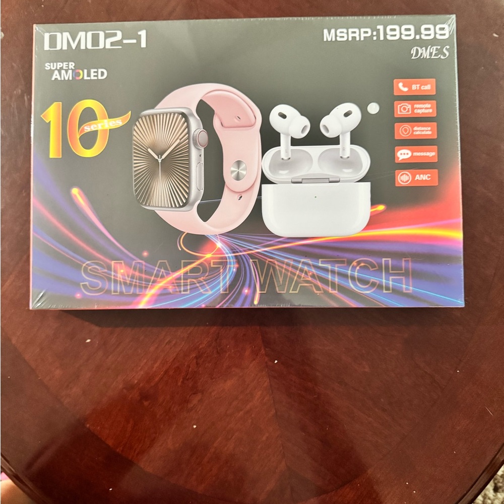 Pink Smartwatch with Earbuds